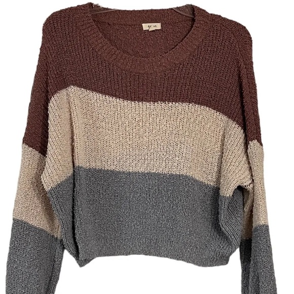 debut Sweaters - Debut Sz S Small Oversized Colorblock Knitted Cropped Sweater Soft